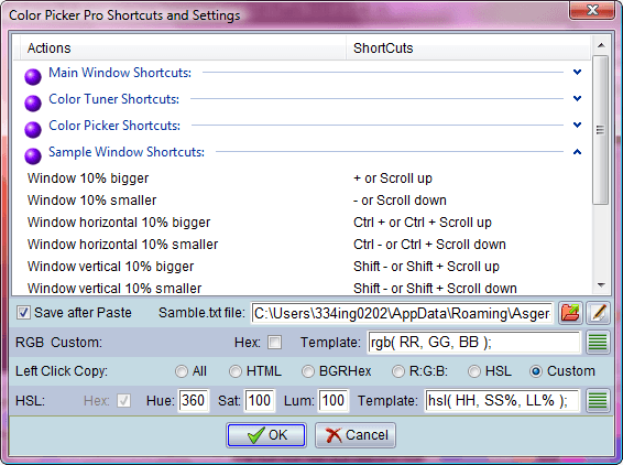 Color Picker Settings Dialog